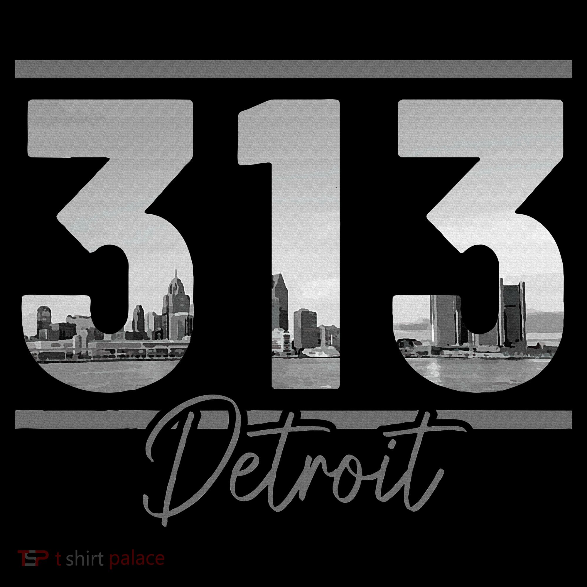 Detroit 313 Area Code Skyline Michigan Women's Long Sleeve Shirt
