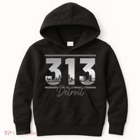 Detroit 313 Area Code Skyline Michigan Kids Hoodie thumb 0