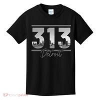 Detroit 313 Area Code Skyline Michigan Kids T-Shirt thumb 0