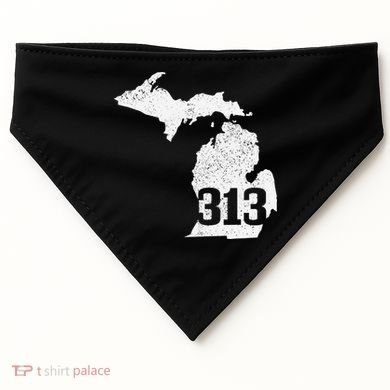 Detroit 313 Area Code Michigan Map State Pride Vintage USA-Made Doggie Bandana