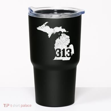 Detroit 313 Area Code Michigan Map State Pride Vintage Tumbler