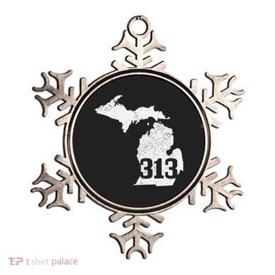 Detroit 313 Area Code Michigan Map State Pride Vintage Ornament