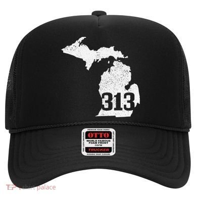 Detroit 313 Area Code Michigan Map State Pride Vintage Hat