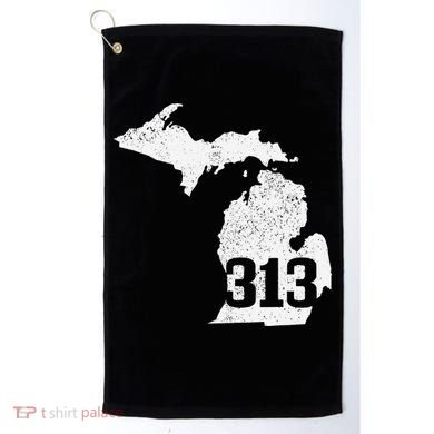 Detroit 313 Area Code Michigan Map State Pride Vintage Golf Towel