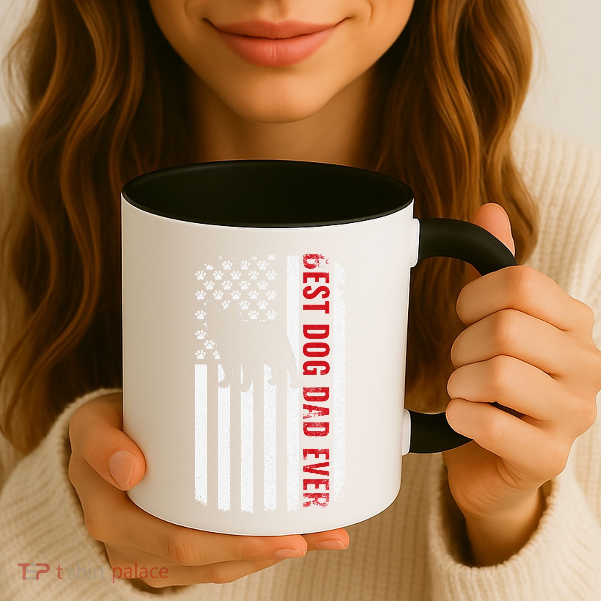 Dogs 365 French Bulldog Best Dog Dad Ever American Flag Coffee Mug