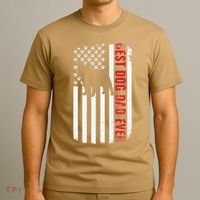 Dogs 365 French Bulldog Best Dog Dad Ever American Flag T-Shirt thumb 3