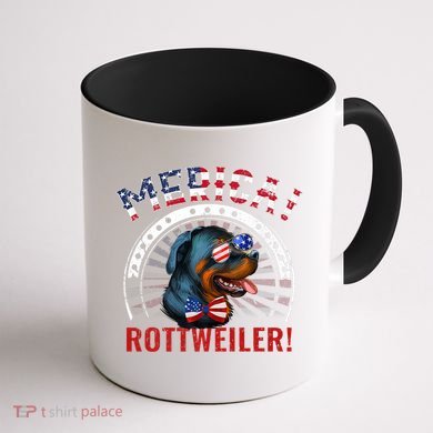 Dogs 365 Merica Rottweiler Dog American Flag 4th Of July Usa Gift Coffee Mug back