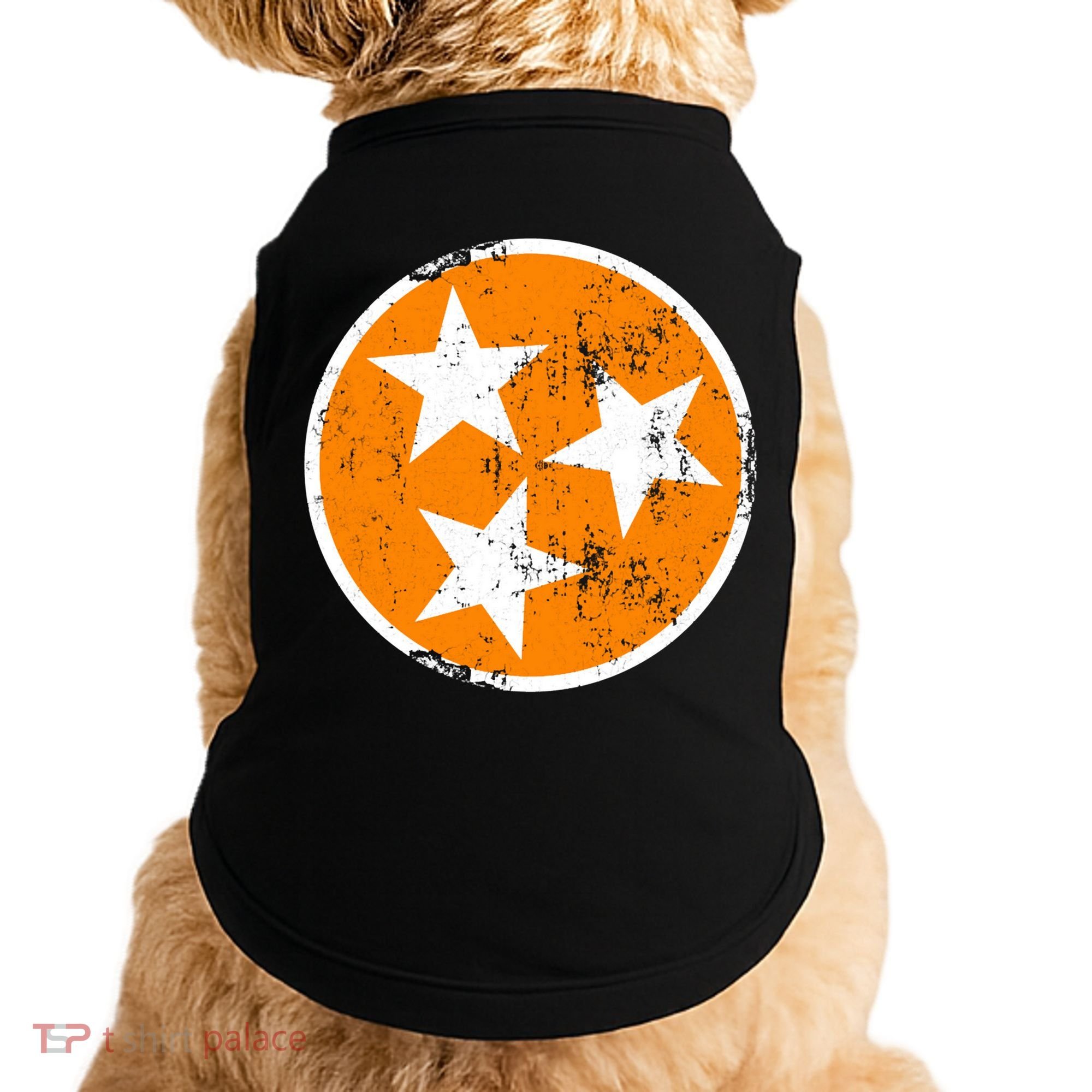 Distressed 3 Star Tn State Orange And White Tennessee Flag Doggie Tank