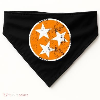 Distressed 3 Star Tn State Orange And White Tennessee Flag USA-Made Doggie Bandana