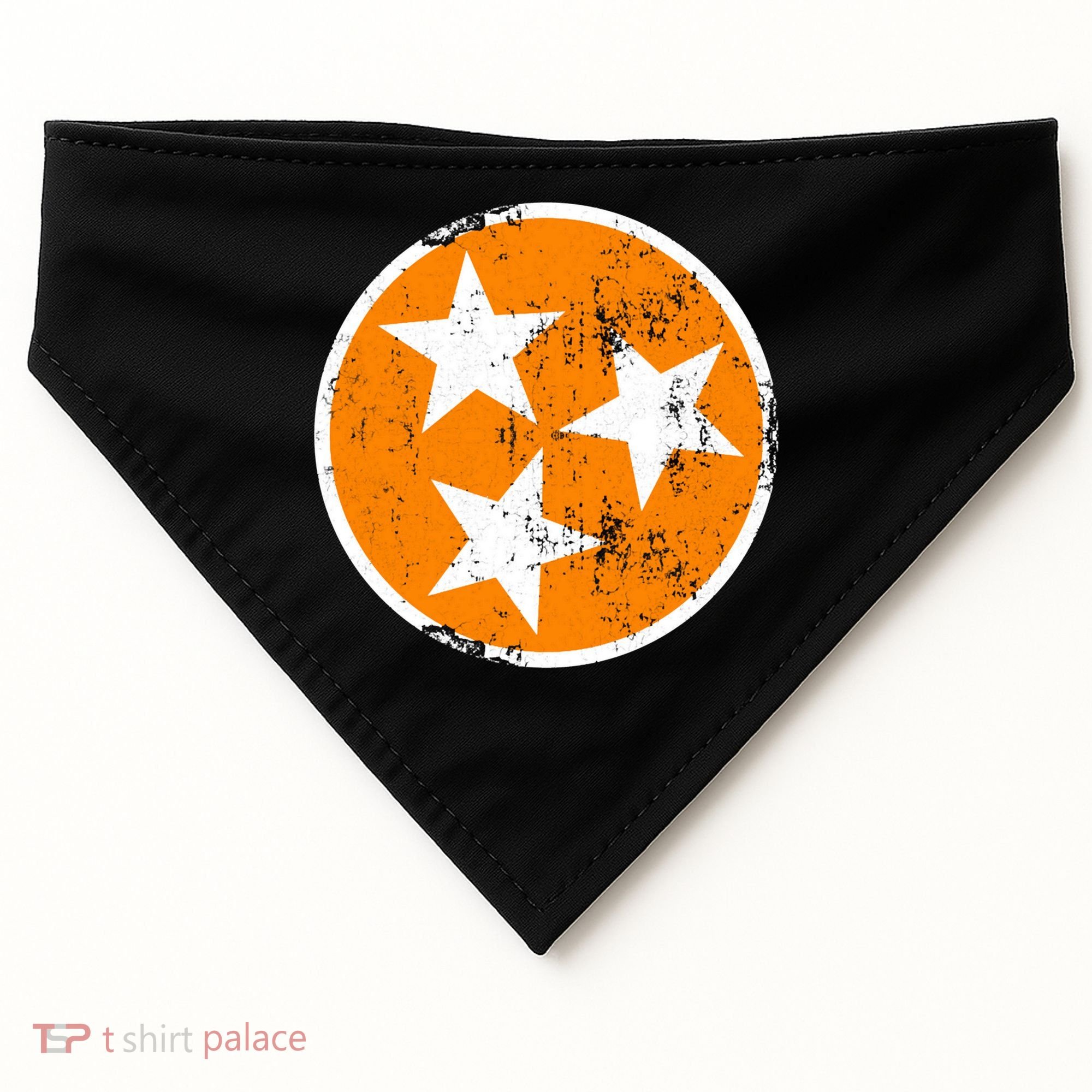 Distressed 3 Star Tn State Orange And White Tennessee Flag USA-Made Doggie Bandana