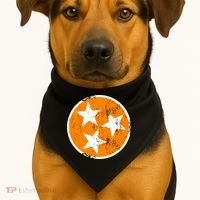 Distressed 3 Star Tn State Orange And White Tennessee Flag USA-Made Doggie Bandana thumb 1