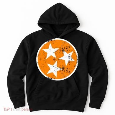 Distressed 3 Star Tn State Orange And White Tennessee Flag Hoodie