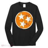 Distressed 3 Star Tn State Orange And White Tennessee Flag Long Sleeve Shirt thumb 0