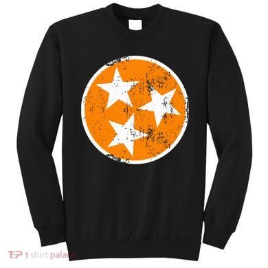 Distressed 3 Star Tn State Orange And White Tennessee Flag Sweatshirt