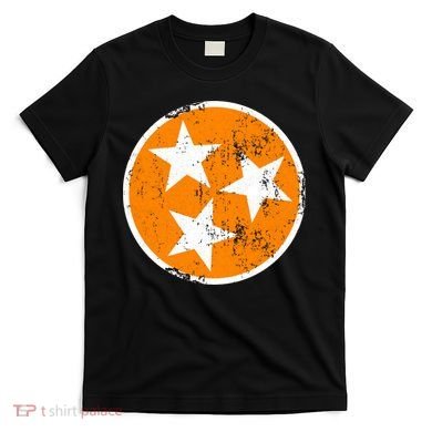 Distressed 3 Star Tn State Orange And White Tennessee Flag T-Shirt