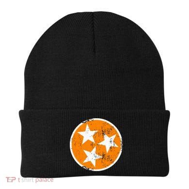 Distressed 3 Star Tn State Orange And White Tennessee Flag Beanie