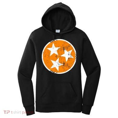 Distressed 3 Star Tn State Orange And White Tennessee Flag Women's Hoodie