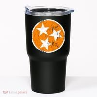 Distressed 3 Star Tn State Orange And White Tennessee Flag Tumbler thumb 0