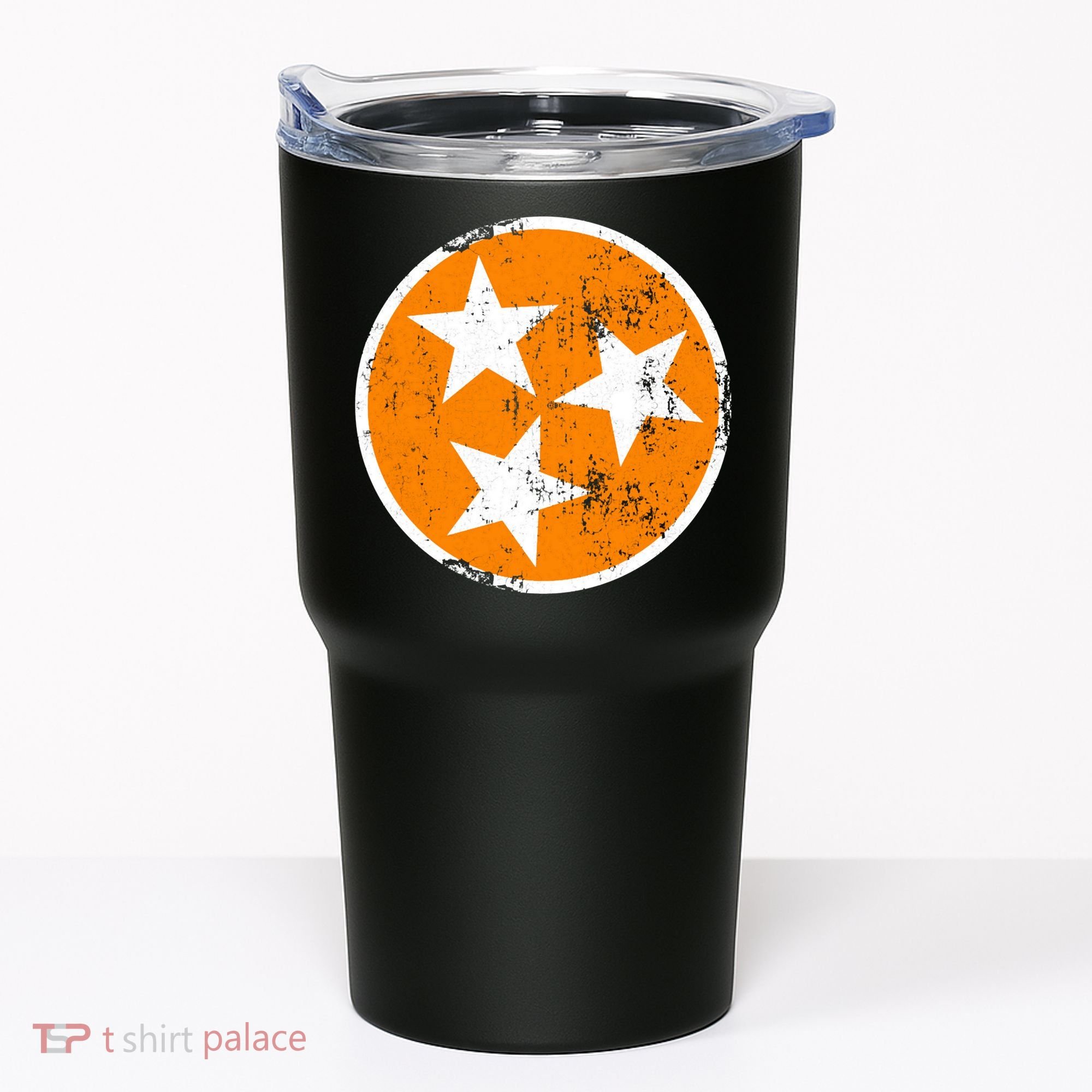 Distressed 3 Star Tn State Orange And White Tennessee Flag Tumbler