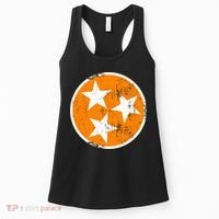 Distressed 3 Star Tn State Orange And White Tennessee Flag Women's Tank Top thumb 0