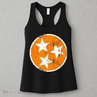 Distressed 3 Star Tn State Orange And White Tennessee Flag Women's Tank Top thumb 3