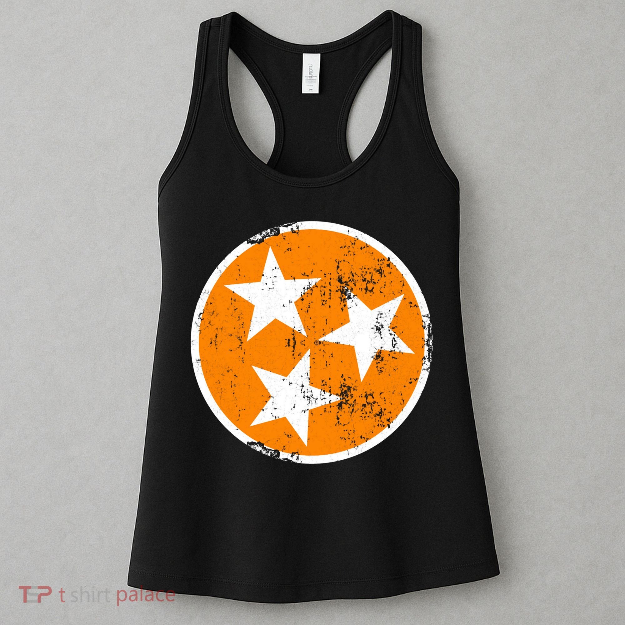 Distressed 3 Star Tn State Orange And White Tennessee Flag Women's Tank Top