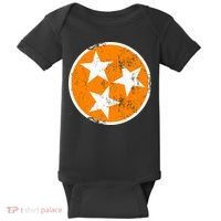 Distressed 3 Star Tn State Orange And White Tennessee Flag Baby Bodysuit thumb 0