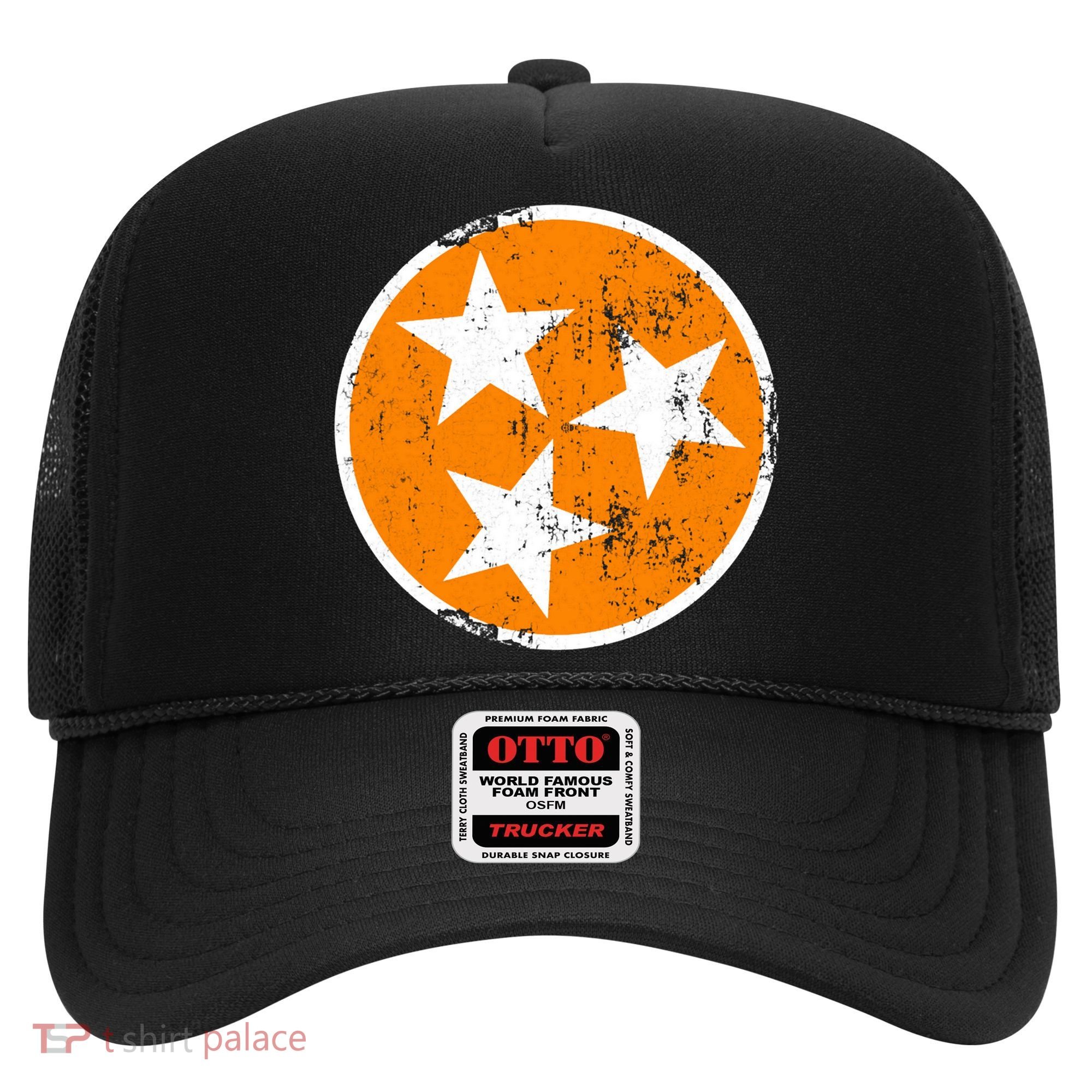 Distressed 3 Star Tn State Orange And White Tennessee Flag Hat