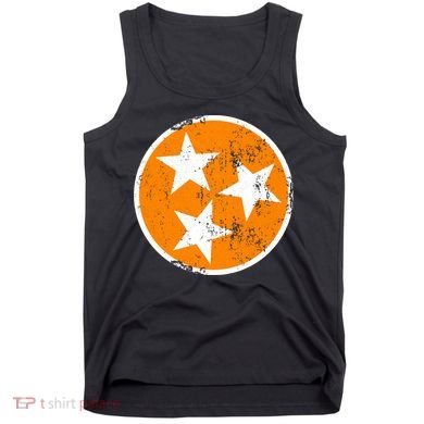 Distressed 3 Star Tn State Orange And White Tennessee Flag Tank Top