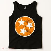 Distressed 3 Star Tn State Orange And White Tennessee Flag Tank Top thumb 2