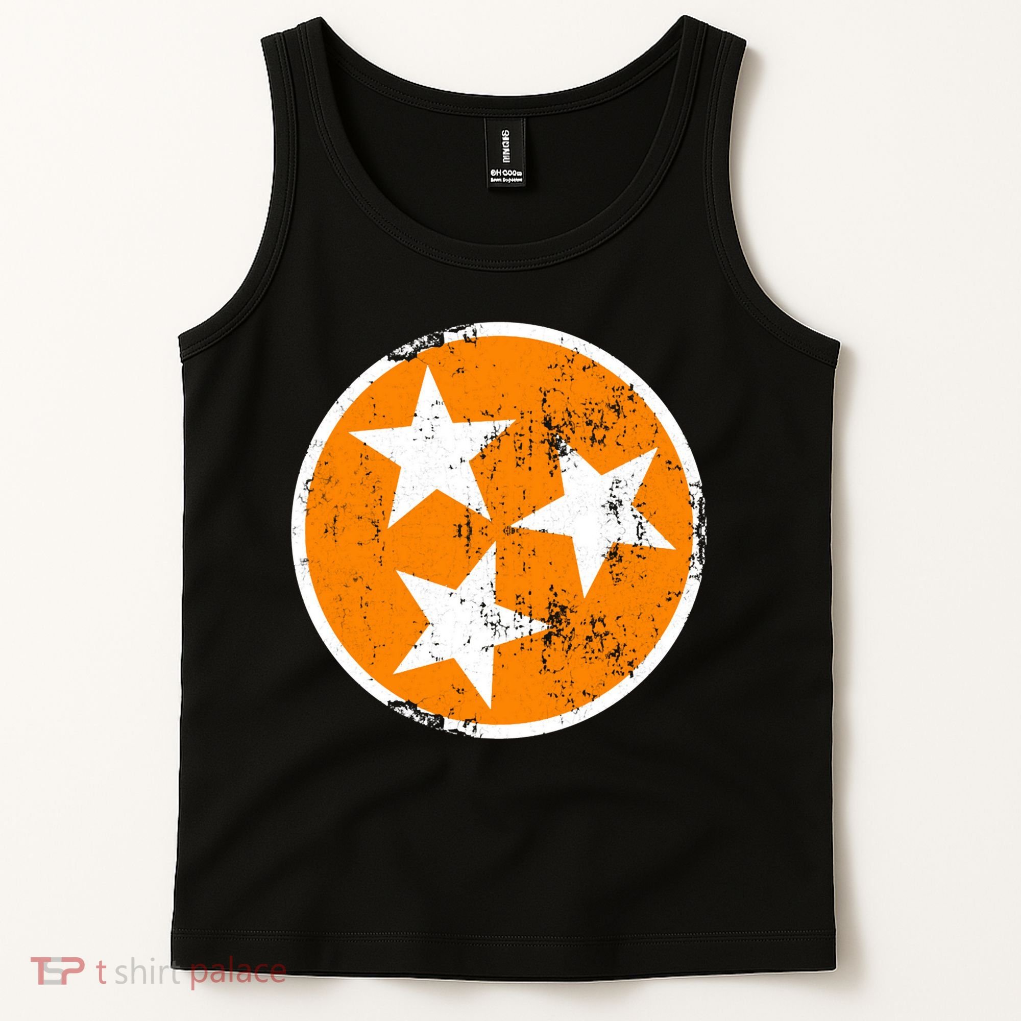 Distressed 3 Star Tn State Orange And White Tennessee Flag Tank Top
