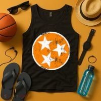 Distressed 3 Star Tn State Orange And White Tennessee Flag Tank Top thumb 4
