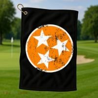 Distressed 3 Star Tn State Orange And White Tennessee Flag Golf Towel thumb 1