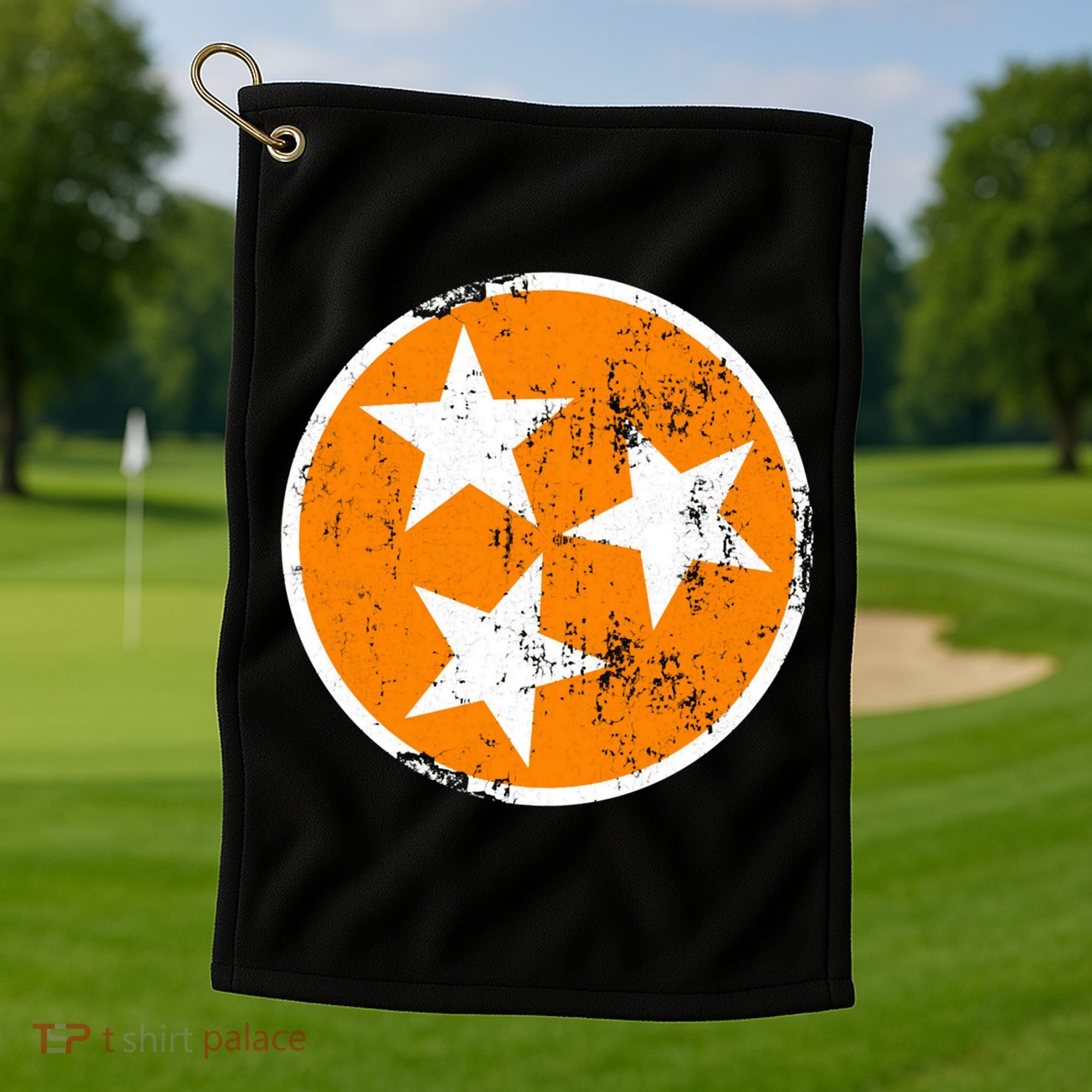 Distressed 3 Star Tn State Orange And White Tennessee Flag Golf Towel