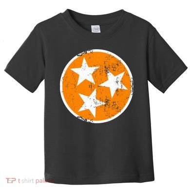 Distressed 3 Star Tn State Orange And White Tennessee Flag Toddler T-Shirt