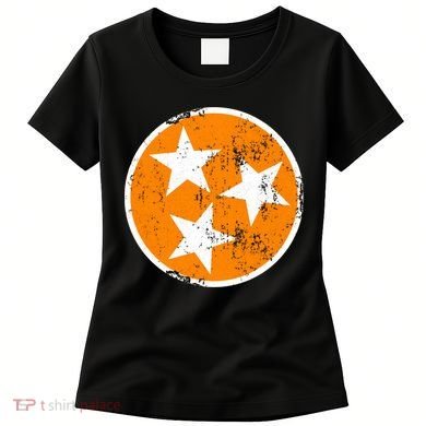 Distressed 3 Star Tn State Orange And White Tennessee Flag Women's T-Shirt