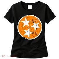 Distressed 3 Star Tn State Orange And White Tennessee Flag Women's T-Shirt thumb 0