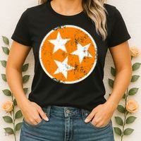 Distressed 3 Star Tn State Orange And White Tennessee Flag Women's T-Shirt thumb 2