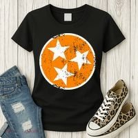 Distressed 3 Star Tn State Orange And White Tennessee Flag Women's T-Shirt thumb 3