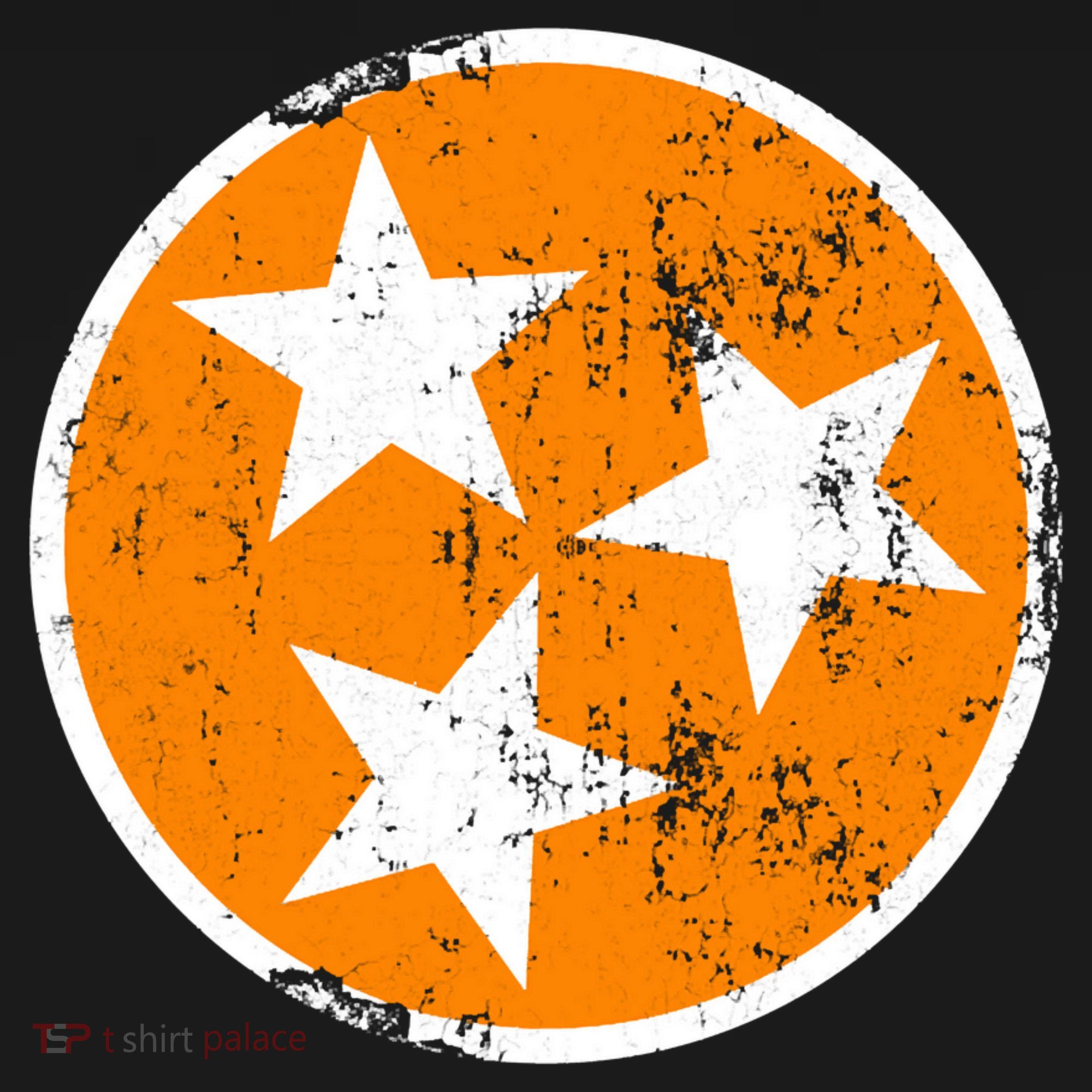 Distressed 3 Star Tn State Orange And White Tennessee Flag Women's T-Shirt