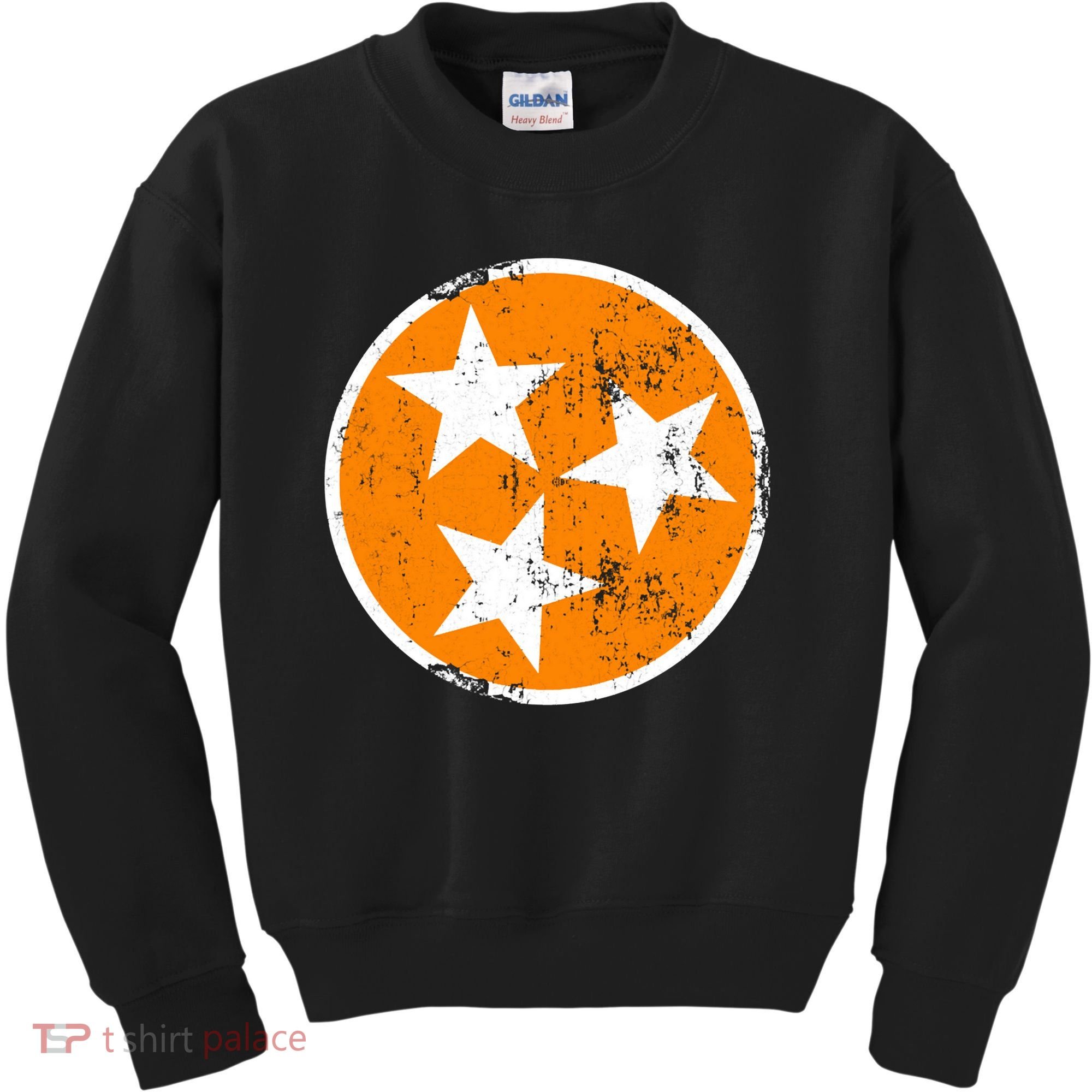 Distressed 3 Star Tn State Orange And White Tennessee Flag Kids Sweatshirt