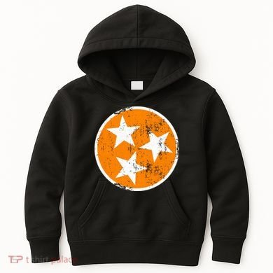 Distressed 3 Star Tn State Orange And White Tennessee Flag Kids Hoodie