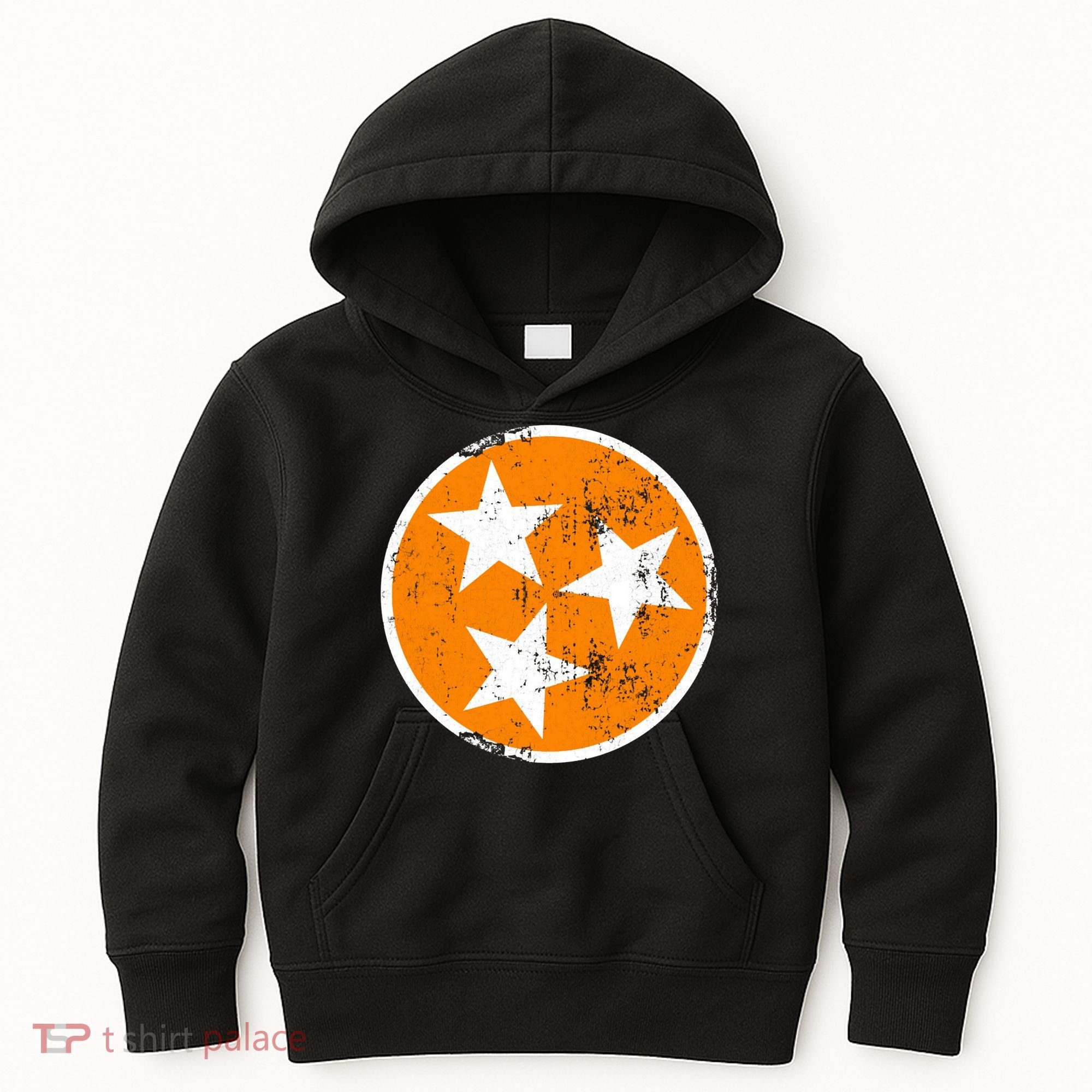 Distressed 3 Star Tn State Orange And White Tennessee Flag Kids Hoodie