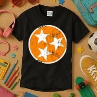 Distressed 3 Star Tn State Orange And White Tennessee Flag Kids T-Shirt thumb 3