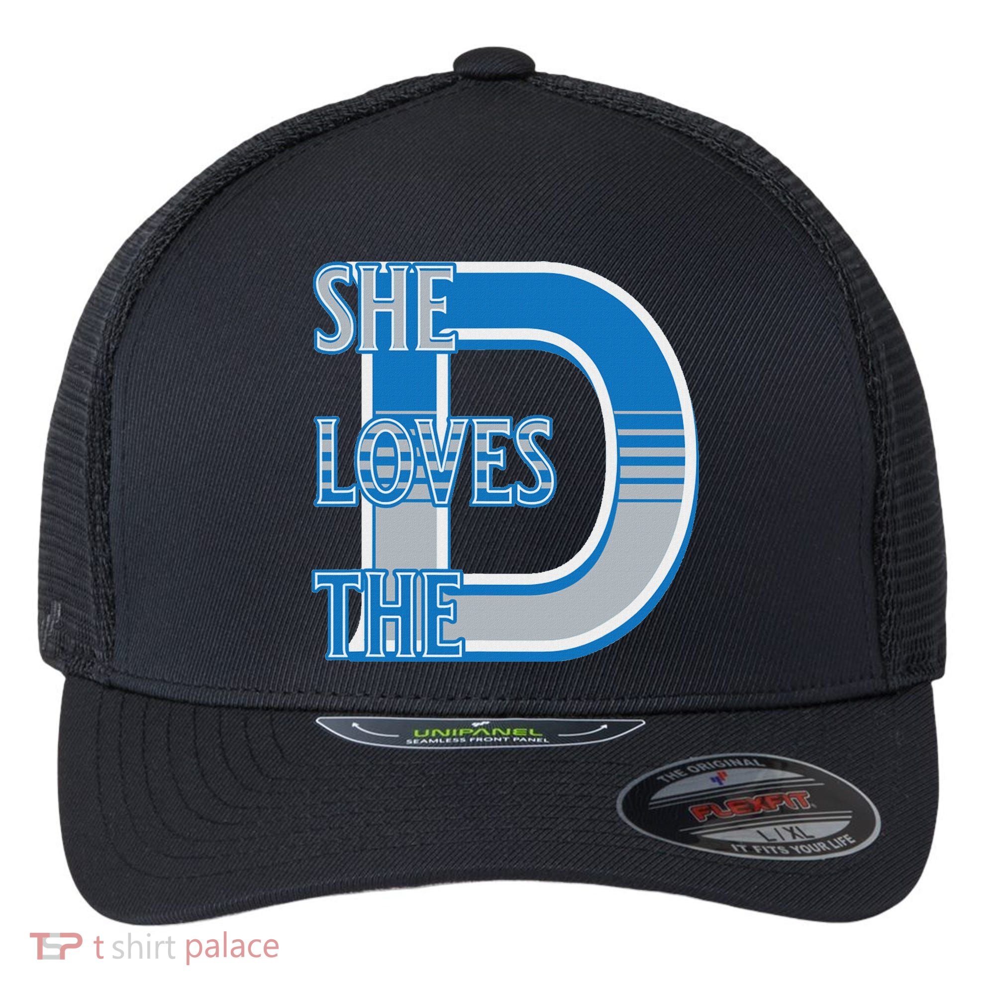 Detroit 313 She Loves The D Flexfit Unipanel Trucker Cap
