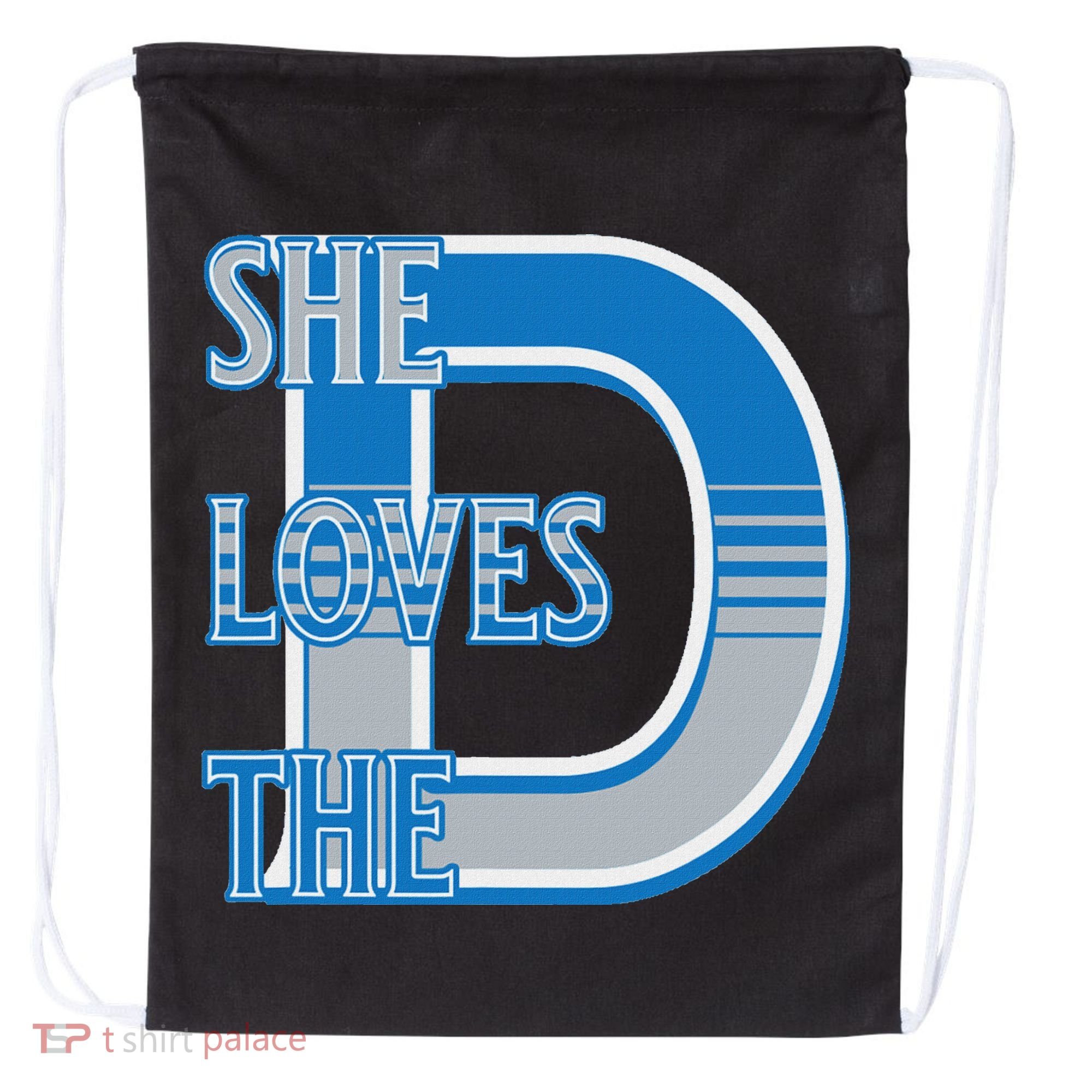 Detroit 313 She Loves The D Drawstring Bag