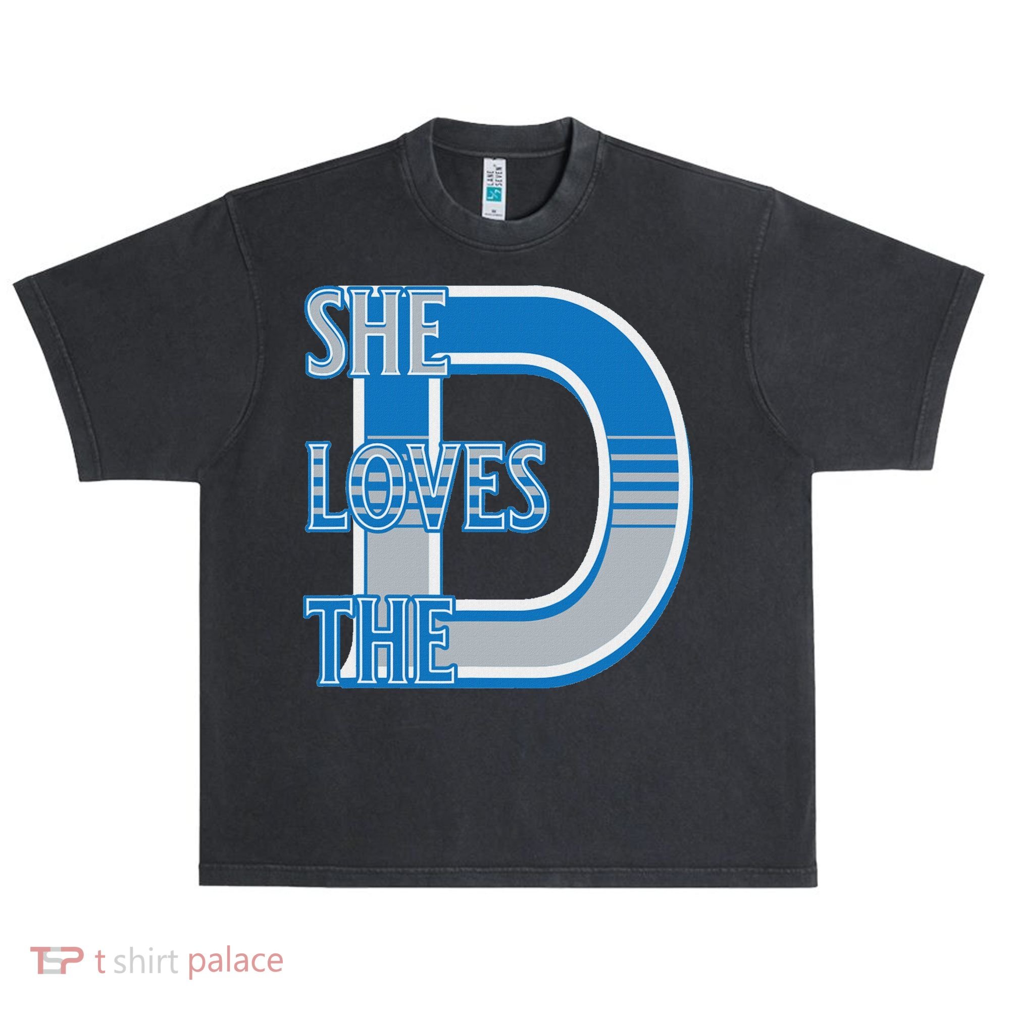 Detroit 313 She Loves The D Urban Oversized Heavyweight T-Shirt