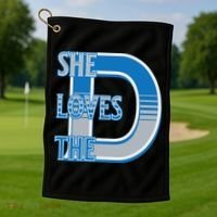 Detroit 313 She Loves The D Golf Towel thumb 1