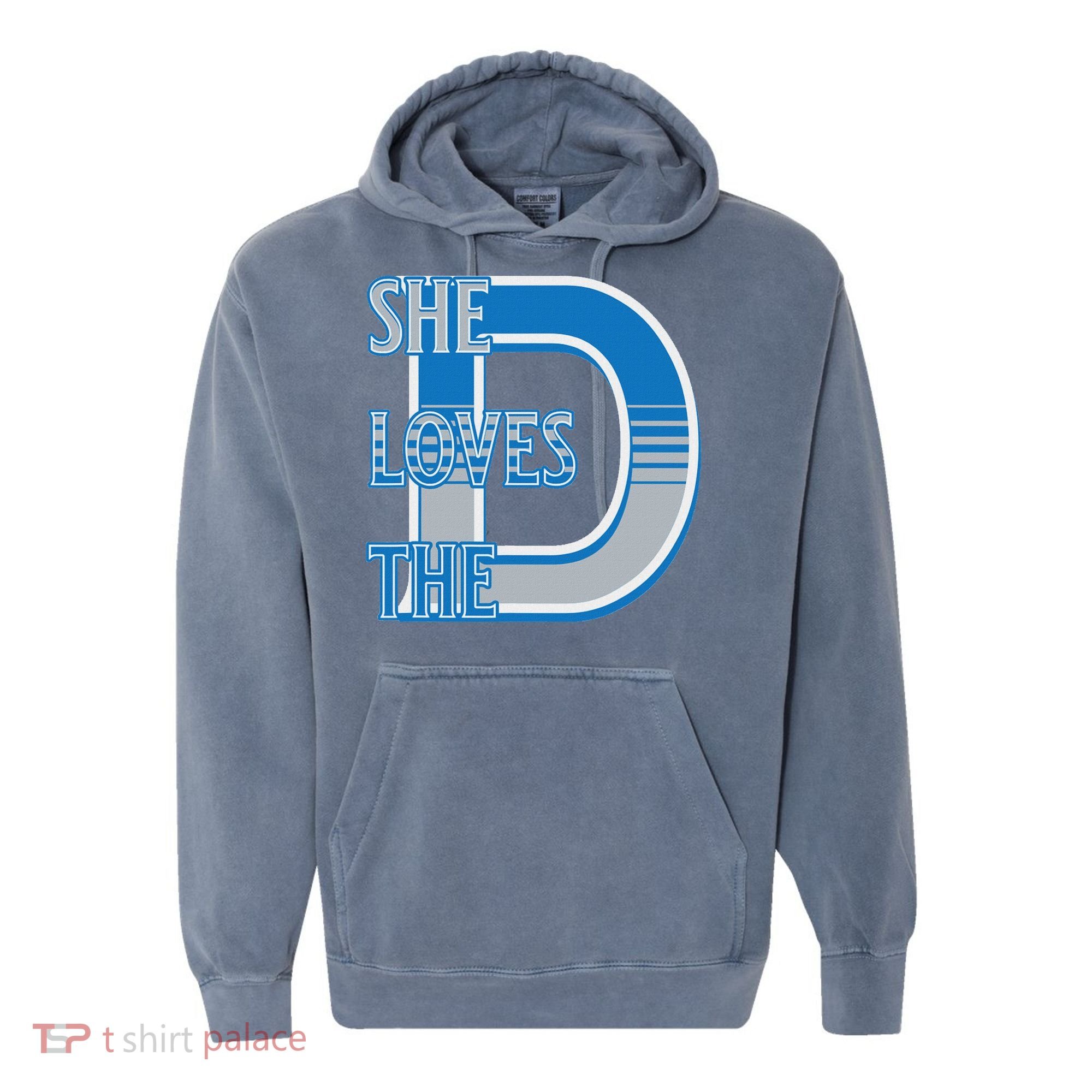 Detroit 313 She Loves The D Comfort Colors Garment-Dyed Hooded Sweatshirt