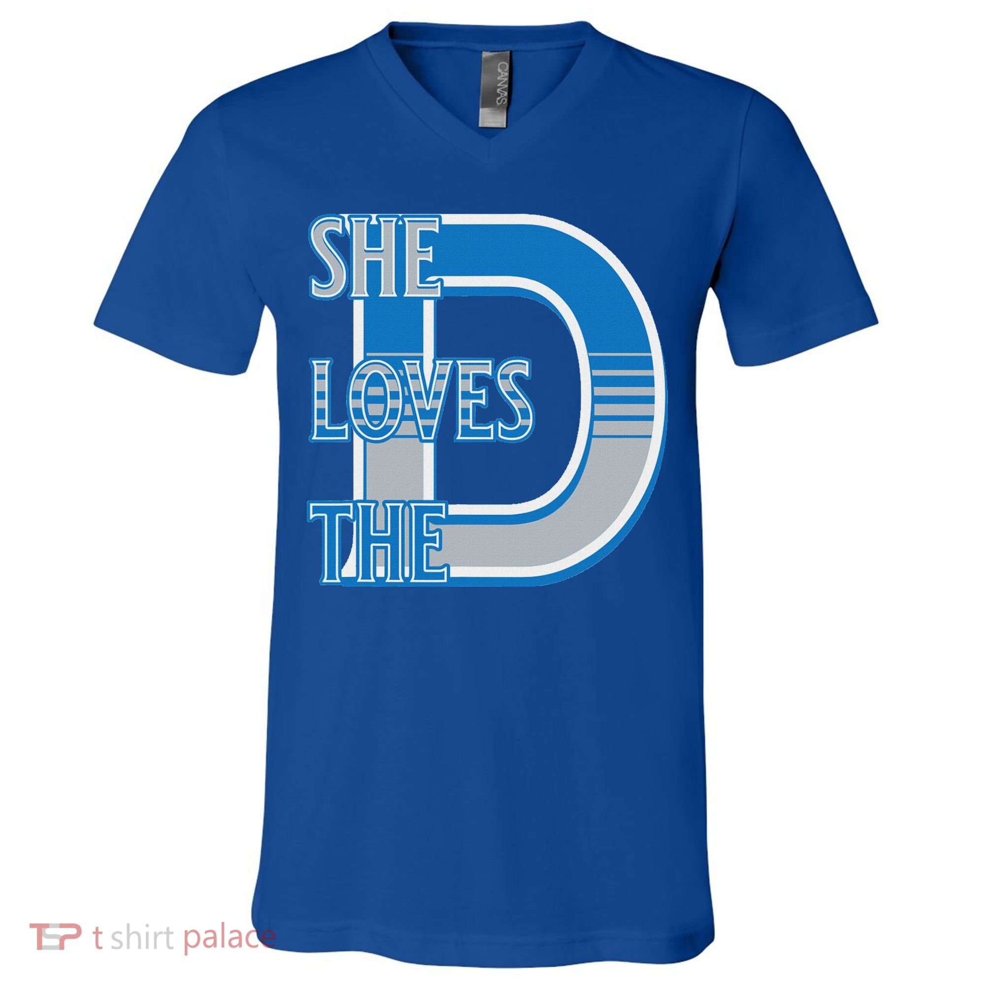 Detroit 313 She Loves The D V-Neck T-Shirt